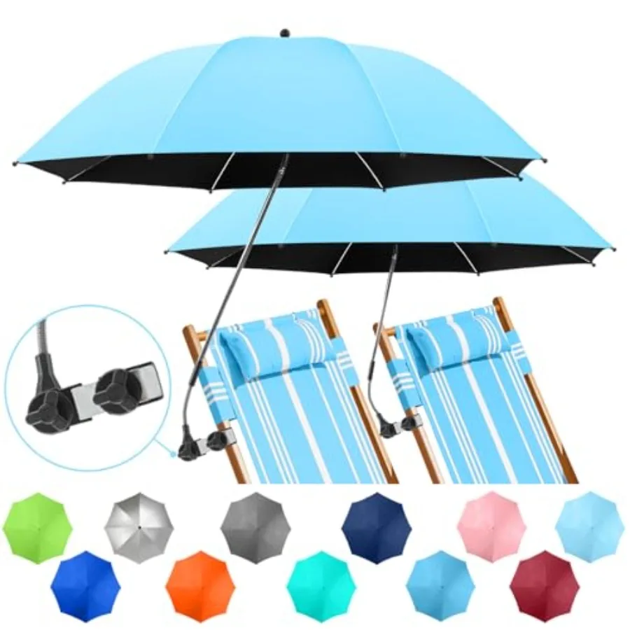 2 PACK Beach Umbrella with Clamp, 360 ° Adjustable Umbrellas for Chair, UPF50+ Umbrella for Beach Chair, Patio Chair, Wheelchai
2 PACK Beach Umbrella with Clamp, 360 ° Adjustable Umbrellas for Chair, UPF50+ Umbrella for Beach Chair, Patio Chair, Wheelchai