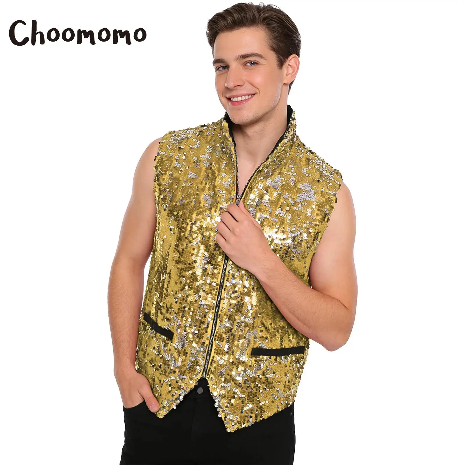 Mens Hip-hop Jazz Dance Vest Waistcoat Shiny Sequin Disco Costume Vest Sleeveless Zipper Fully Lined Vest Tank Top Streetwear
Mens Hip-hop Jazz Dance Vest Waistcoat Shiny Sequin Disco Costume Vest Sleeveless Zipper Fully Lined Vest Tank Top Streetwear