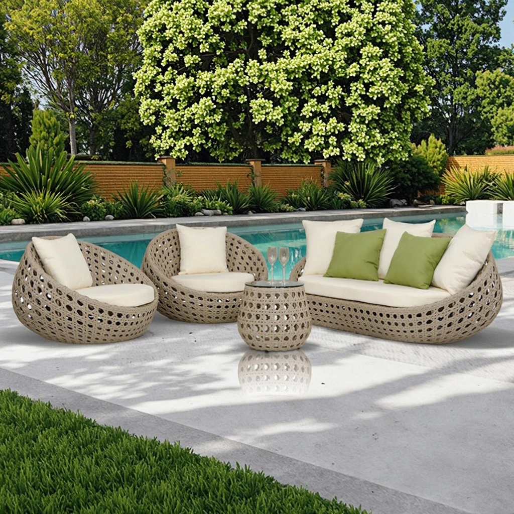 Modern Outdoor Rattan Sofa Set Three-Piece for Courtyard Balcony Includes Rattan Chair and Coffee Table for Villa Homestay
Modern Outdoor Rattan Sofa Set Three-Piece for Courtyard Balcony Includes Rattan Chair and Coffee Table for Villa Homestay