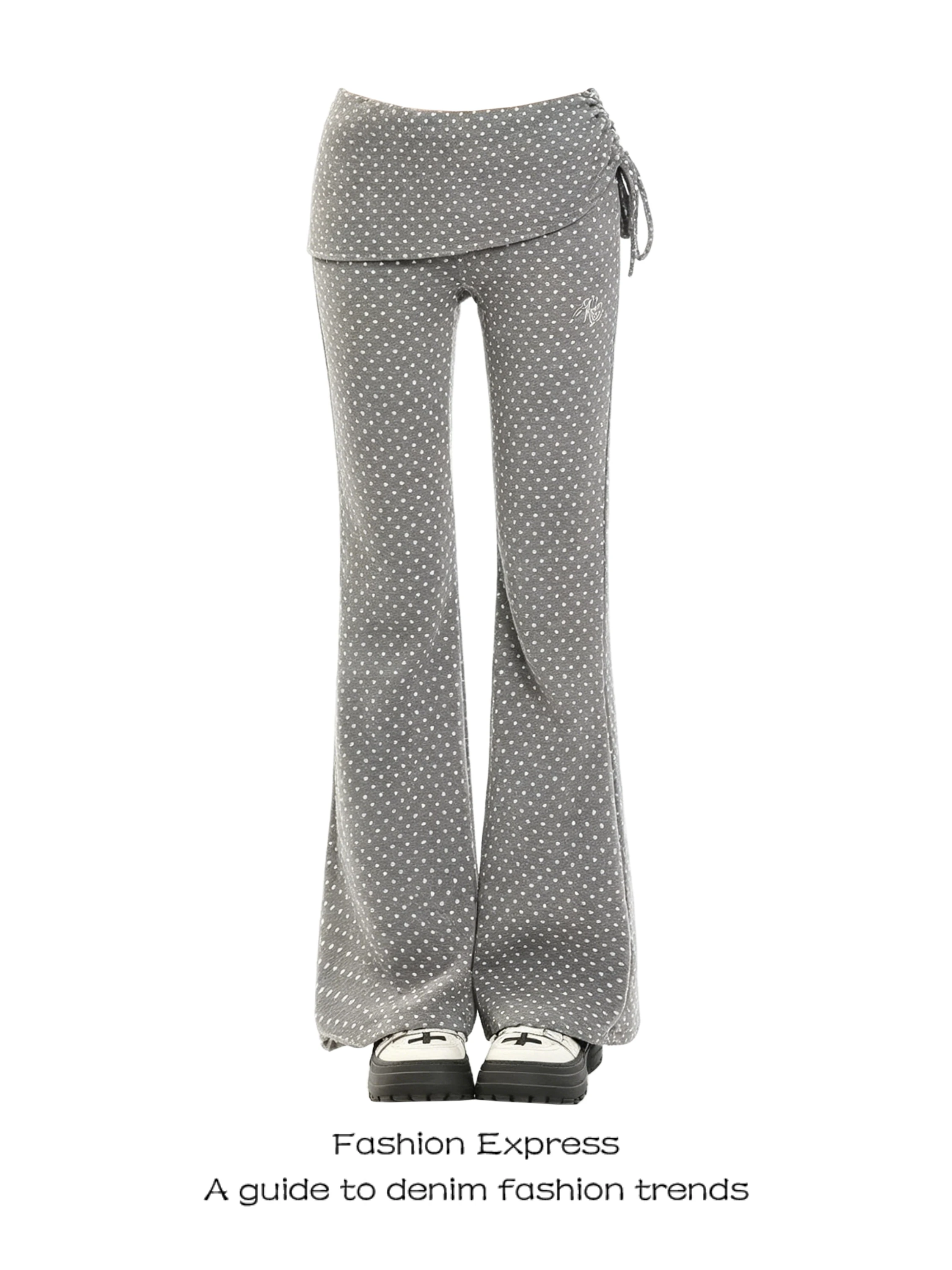 Polka Dot Belted Flared Pants Women's Summer Thin High Waist Slimming Versatile Lazy Splice Design Casual Pants American Style
Polka Dot Belted Flared Pants Women's Summer Thin High Waist Slimming Versatile Lazy Splice Design Casual Pants American Style