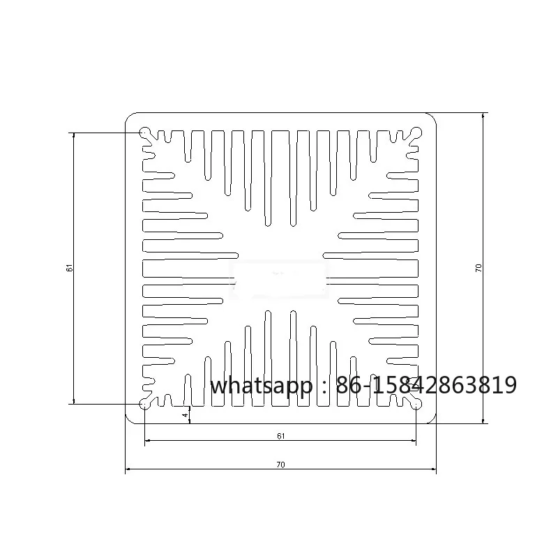 High-power Tube Air-cooled Radiator Profile 70*70*150mm Electronic Refrigeration Chip Wind Tunnel Heat Sink Drone Module Cooler