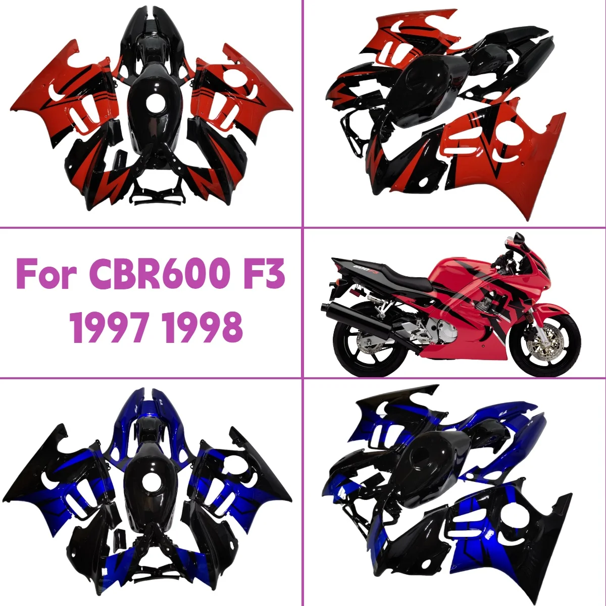 Fairing Kit 1997 1998 CBR600 F3 Bodywork Glassy Black ABS Plastic Fairings Custom Fit for 97 98 Honda CBR 600 F3
Fairing Kit 1997 1998 CBR600 F3 Bodywork Glassy Black ABS Plastic Fairings Custom Fit for 97 98 Honda CBR 600 F3