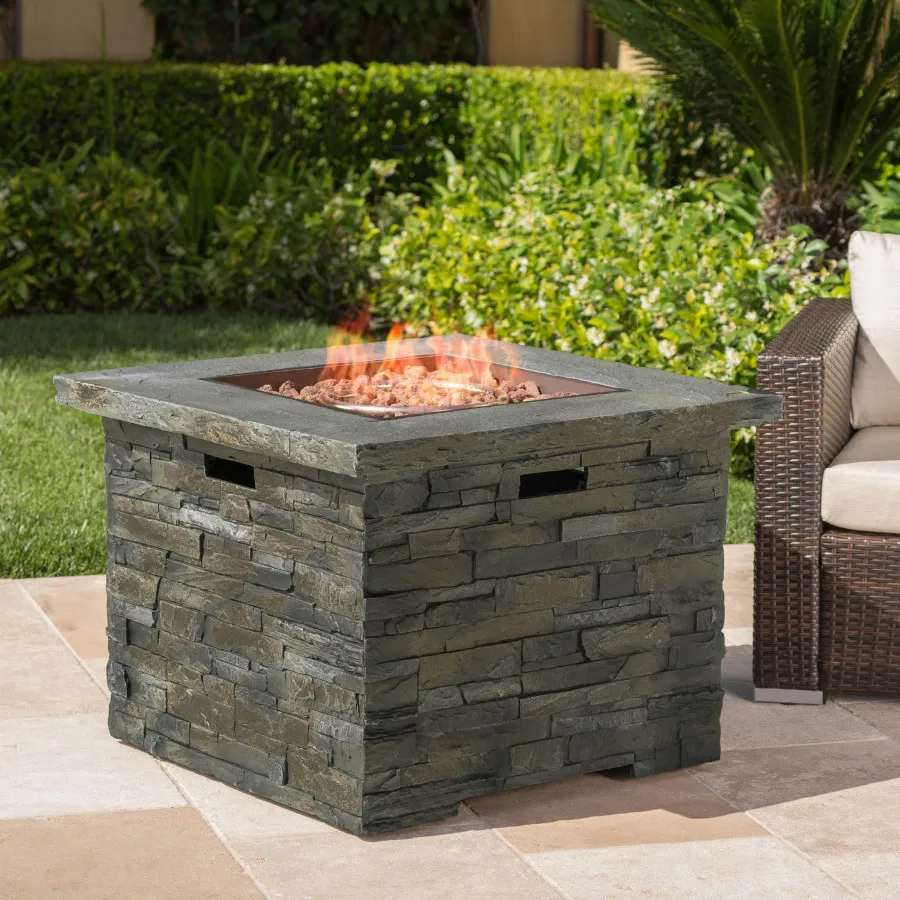 Outdoor square magnesium oxide fire pit, 33 inch, black, 40000 BTU high heat output
Outdoor square magnesium oxide fire pit, 33 inch, black, 40000 BTU high heat output