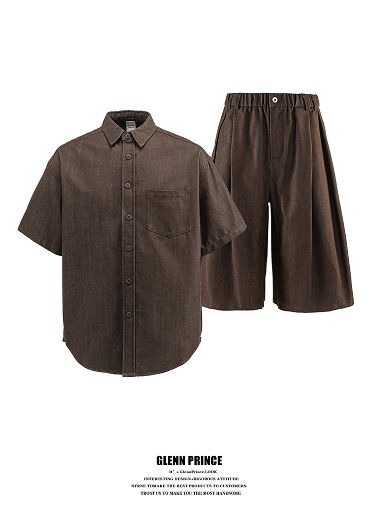 GPstudio Men's Casual Cotton Polyester Lyocell Denim Short Sleeve Work Shirt Seven-Foot Pants Two-Piece Set Commute Fashion
GPstudio Men's Casual Cotton Polyester Lyocell Denim Short Sleeve Work Shirt Seven-Foot Pants Two-Piece Set Commute Fashion