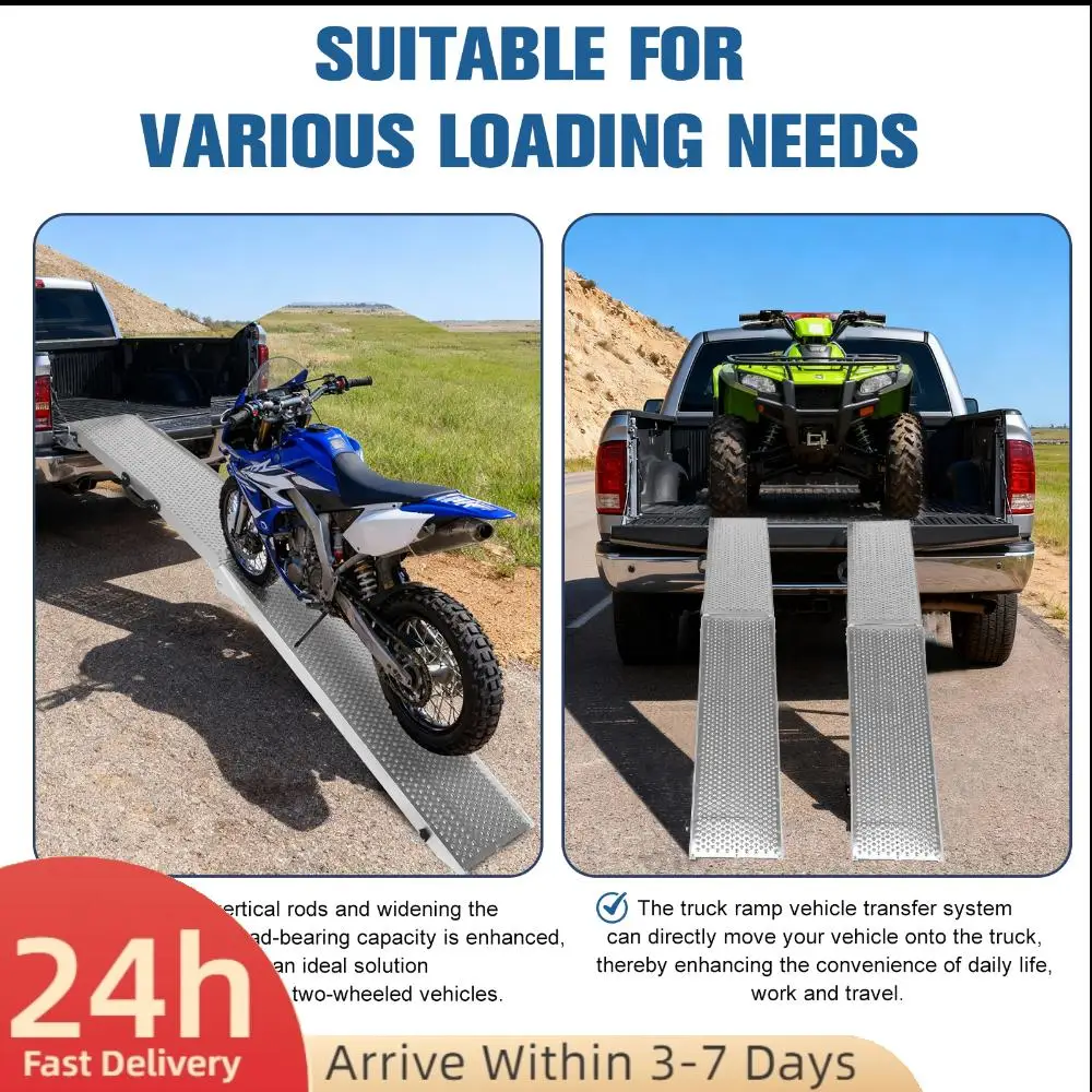2Pcs 85inch Aluminum Folding Loading Ramps with Handle Foldable Truck Loading Ramps for Motorcycles Mowers Carts & More
2Pcs 85inch Aluminum Folding Loading Ramps with Handle Foldable Truck Loading Ramps for Motorcycles Mowers Carts & More