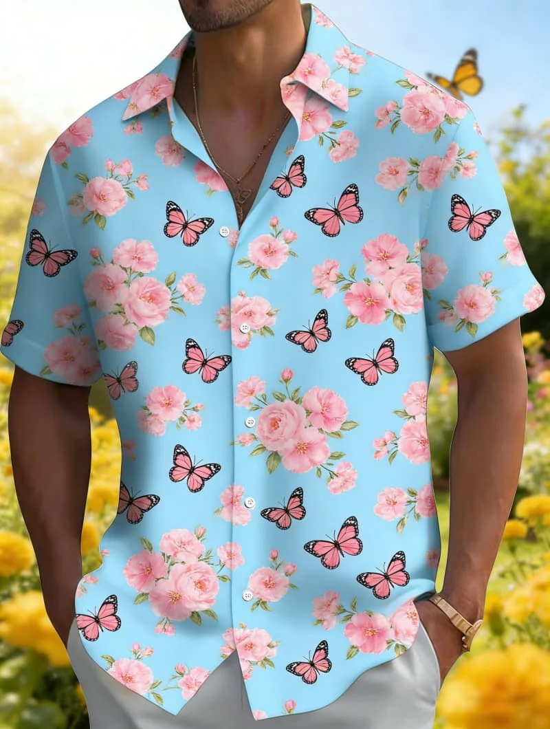Men's Stylish Cute Summer Casual Style Short Sleeve Shirt - Cat Butterfly Flower Turtle Print Casual Top For Daily Vacation Wear
Men's Stylish Cute Summer Casual Style Short Sleeve Shirt - Cat Butterfly Flower Turtle Print Casual Top For Daily Vacation Wear