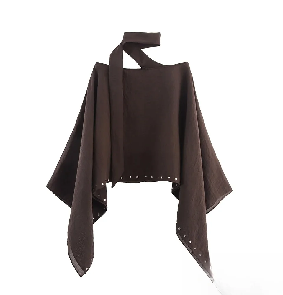 KONDALA женские свободные накидки High Street, винтажные топы с заклепками и отдельным воротником-шарфом, весна-лето 2024, повседневный плащ
KONDALA женские свободные накидки High Street, винтажные топы с заклепками и отдельным воротником-шарфом, весна-лето 2024, повседневный плащ