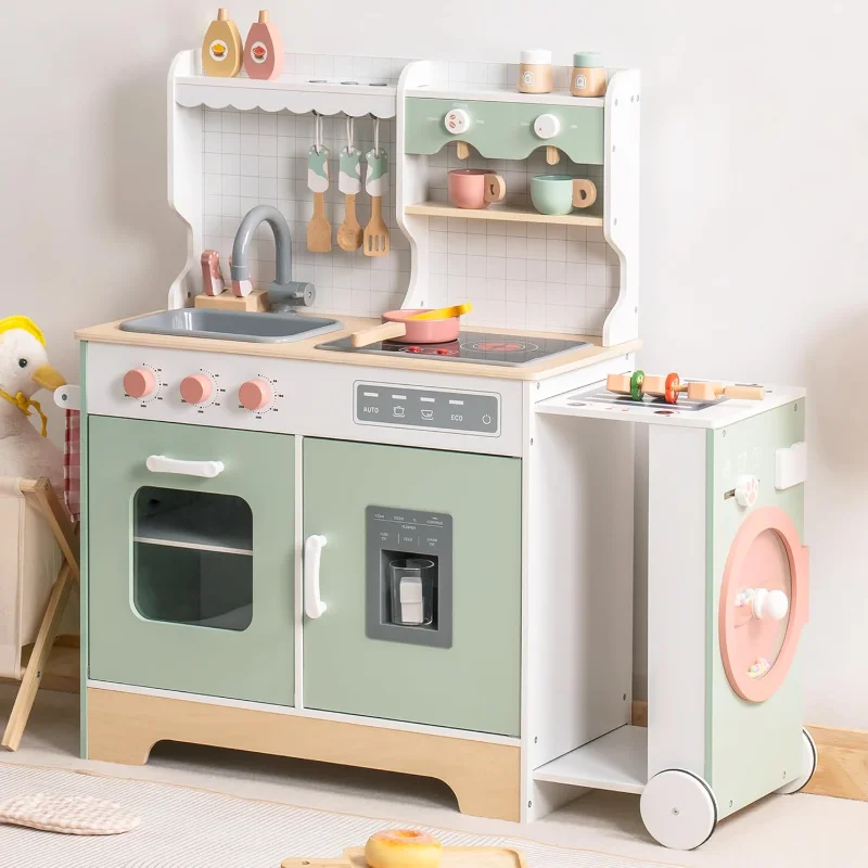 Wooden Play Kitchen Set for Kids Toddlers, Pretend Kitchen Playset with BBQ Grill, Ice Maker, Coffee Machine, and Accessor
Wooden Play Kitchen Set for Kids Toddlers, Pretend Kitchen Playset with BBQ Grill, Ice Maker, Coffee Machine, and Accessor