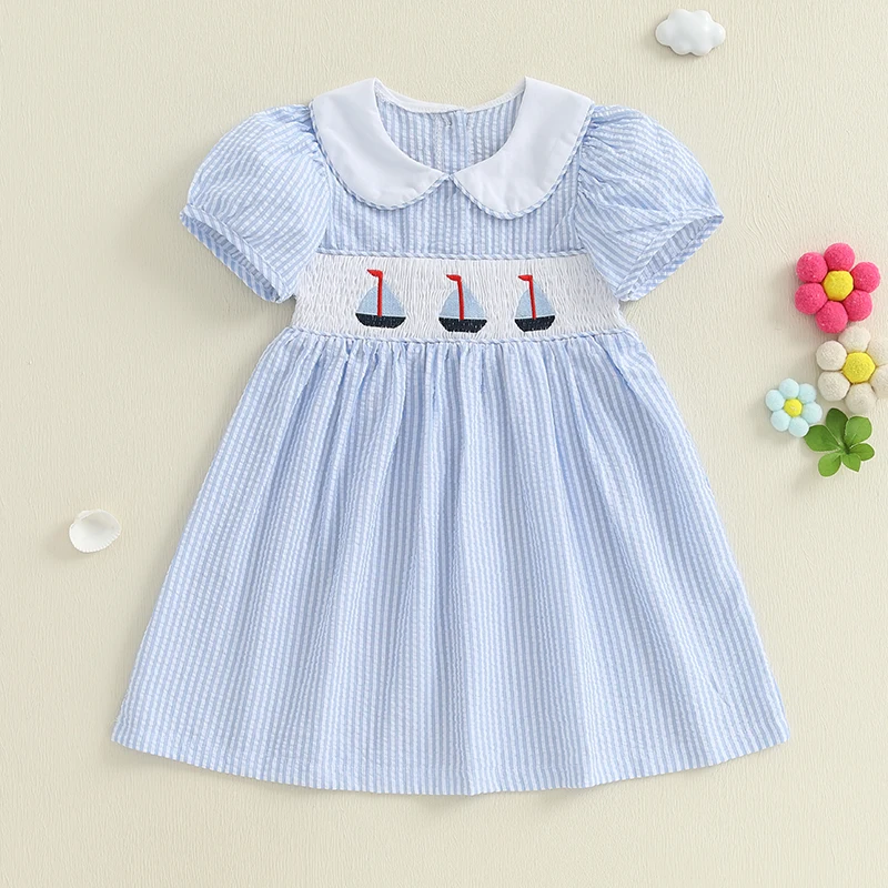 Toddler Baby Girl Sailboat Outfit Smocked Dresses Doll Collar Dress Cute Little Girls Summer Clothes
Toddler Baby Girl Sailboat Outfit Smocked Dresses Doll Collar Dress Cute Little Girls Summer Clothes