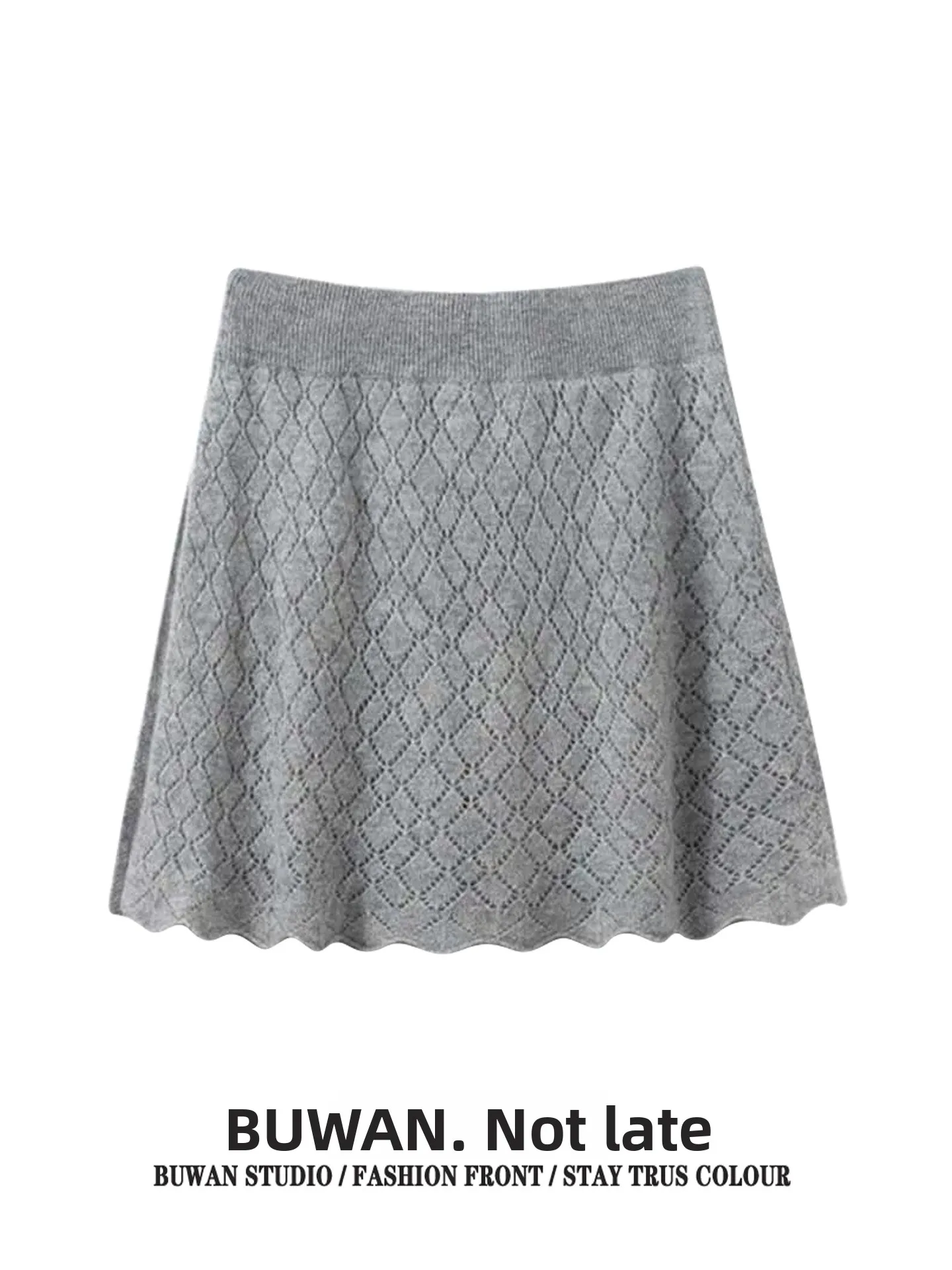 Grey Knitted Half Skirt Women's Autumn Winter Outerwear Elastic Waist Mesh Curtain Layering Versatile A-Line Skirt
Grey Knitted Half Skirt Women's Autumn Winter Outerwear Elastic Waist Mesh Curtain Layering Versatile A-Line Skirt