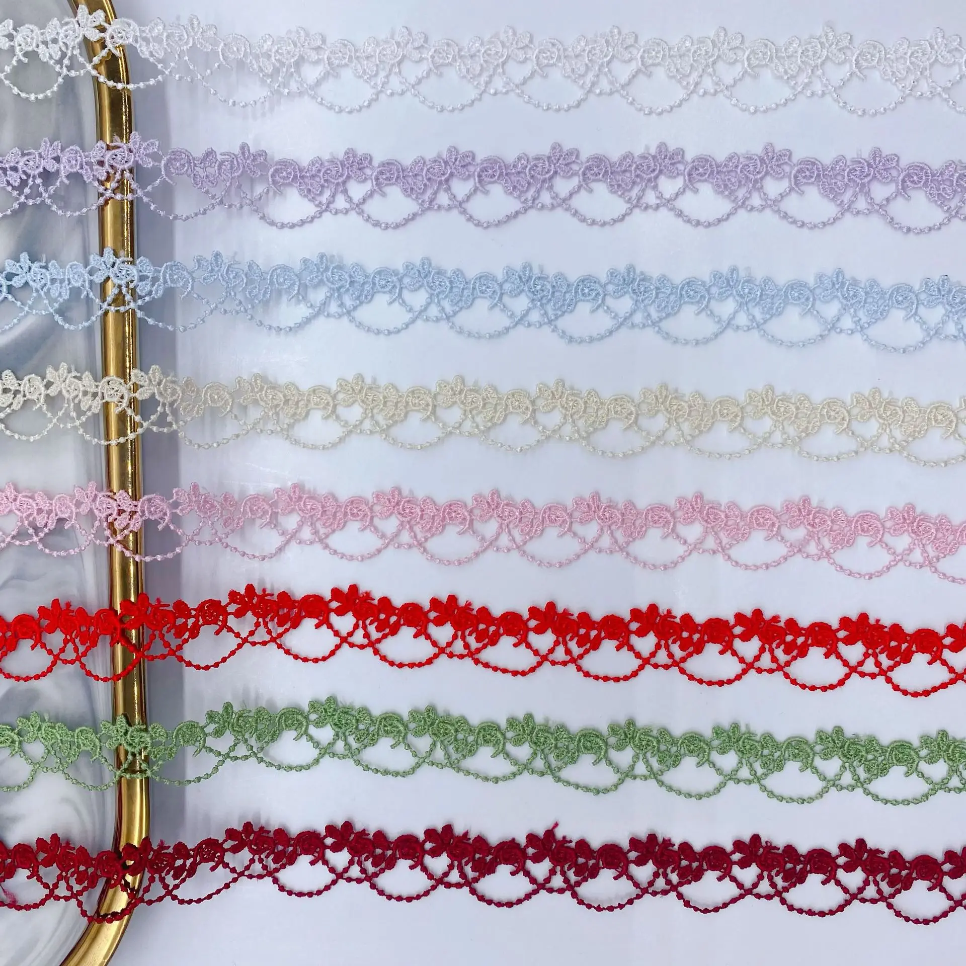 15Yard Crocheted 100% Polyester Colorful Lace Trim for Embroidery Clothing Accessories Children's Clothing Decorative Accessorie
15Yard Crocheted 100% Polyester Colorful Lace Trim for Embroidery Clothing Accessories Children's Clothing Decorative Accessorie