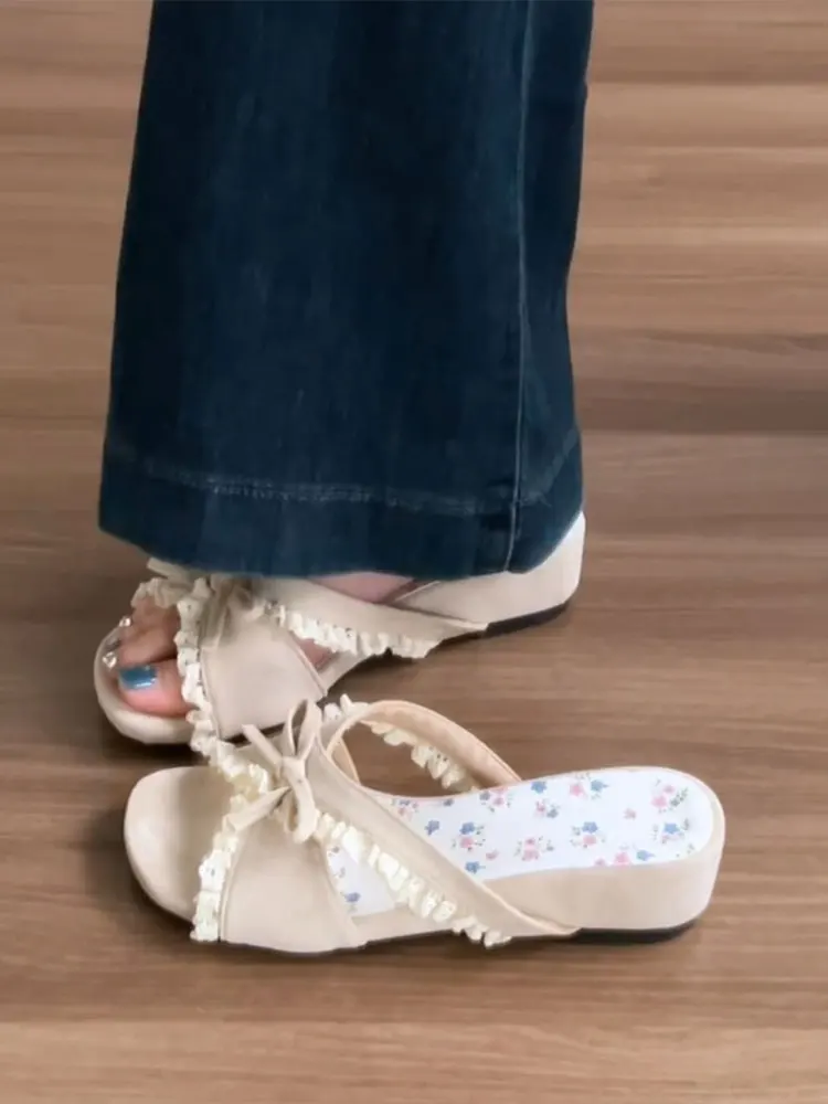 Sweet Style Knot Lace Thick Heel Open Toe Women's Summer Outdoor Wear Anti-Slip Slip-On Sandals Korean Style Flat S...
Sweet Style Knot Lace Thick Heel Open Toe Women's Summer Outdoor Wear Anti-Slip Slip-On Sandals Korean Style Flat S...