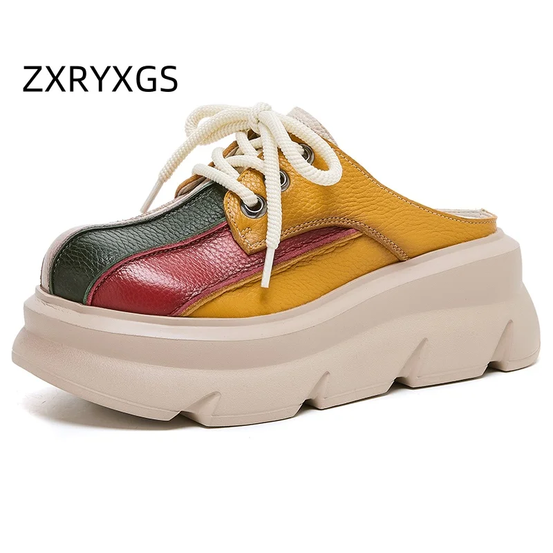 ZXRYXGS Top Cowhide Contrasting Color Splicing Women Fashion Slippers 2025 Round Toe Comfortable Slippers Wedges Increase Shoes
ZXRYXGS Top Cowhide Contrasting Color Splicing Women Fashion Slippers 2025 Round Toe Comfortable Slippers Wedges Increase Shoes