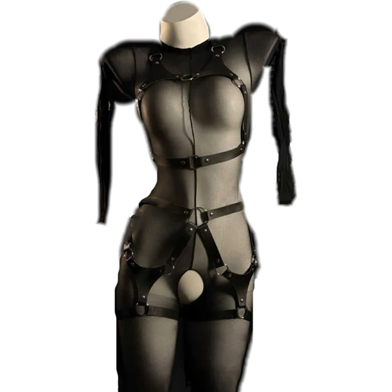 New Hollow Out Black Leather Bandage Open Crotch Bodysuit Women Sexy Lingerie See Through Crotchless Fullbody Stocking Costume
New Hollow Out Black Leather Bandage Open Crotch Bodysuit Women Sexy Lingerie See Through Crotchless Fullbody Stocking Costume