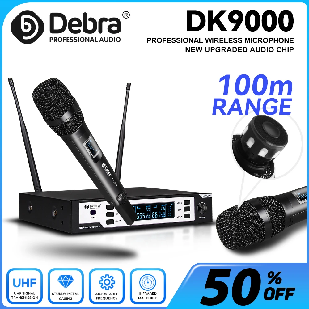Debra UHF wireless handheld microphone system with infrared counterpoise and multi-band adjustability for stage performances
Debra UHF wireless handheld microphone system with infrared counterpoise and multi-band adjustability for stage performances