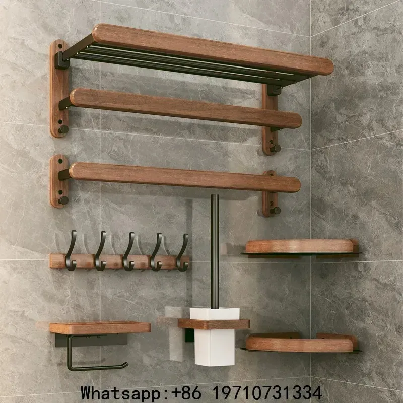 Walnut Wood Black Bathroom Hardware Set Bathroom towel rack Towel Rack Toilet Paper Holder Towel Bar Shelf Bathroom Accessories
Walnut Wood Black Bathroom Hardware Set Bathroom towel rack Towel Rack Toilet Paper Holder Towel Bar Shelf Bathroom Accessories