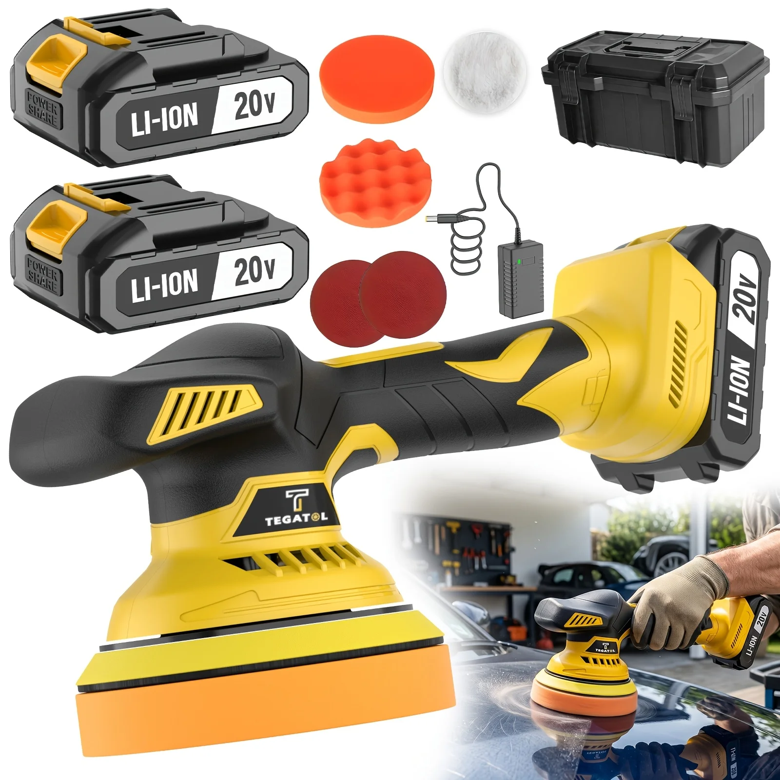 12V Electric Lithium-ion Polishing Machine Set, Handheld Variable Speed Car Polishing Kit, Equipped with Replaceable Sandpaper, 1 Or 2 Battery and Charger, Suitable for Car Surface Polishing Repair, Tile Polishing, Various Scratch Fixing
12V Electric Lithium-ion Polishing Machine Set, Handheld Variable Speed Car Polishing Kit, Equipped with Replaceable Sandpaper, 1 Or 2 Battery and Charger, Suitable for Car Surface Polishing Repair, Tile Polishing, Various Scratch Fixing
