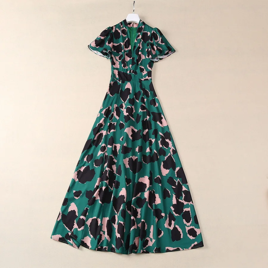 Europe and the United States women's 2024 summer new V-neck Short sleeve green leopard print Fashion pleated dress XXL
Europe and the United States women's 2024 summer new V-neck Short sleeve green leopard print Fashion pleated dress XXL