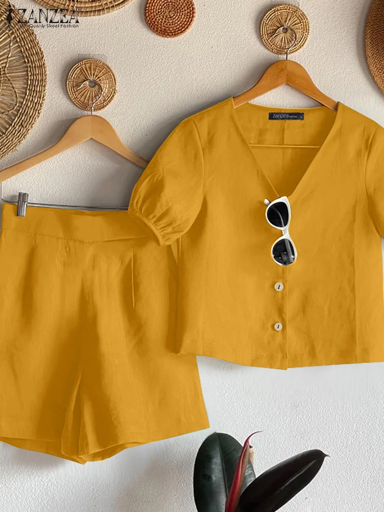 ZANZEA 2PCS Outfits Women Summer Short Sets Short Sleeve V-Neck Shirts Shorts Suits Casual Solid Holiday Tracksuits Matching Set
ZANZEA 2PCS Outfits Women Summer Short Sets Short Sleeve V-Neck Shirts Shorts Suits Casual Solid Holiday Tracksuits Matching Set