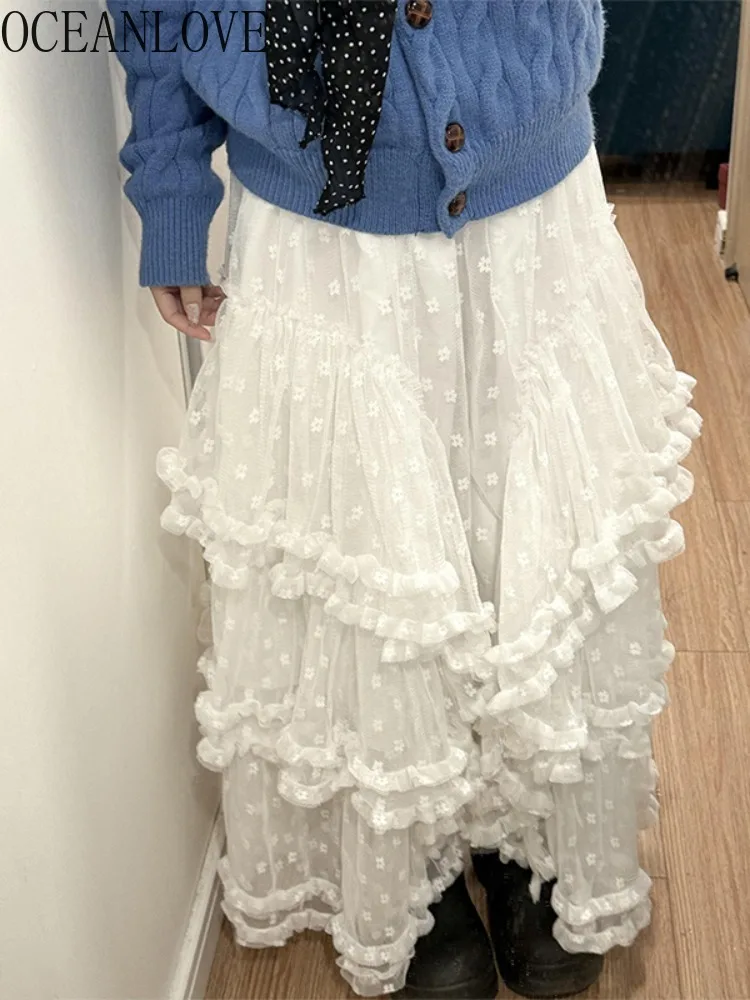OCEANLOVE Lace Skirts Women Dot Irregular Ruffles Spring Summer Sweet Long Skirt Elegant Korean Fashion Retro Faldas Mujer
OCEANLOVE Lace Skirts Women Dot Irregular Ruffles Spring Summer Sweet Long Skirt Elegant Korean Fashion Retro Faldas Mujer