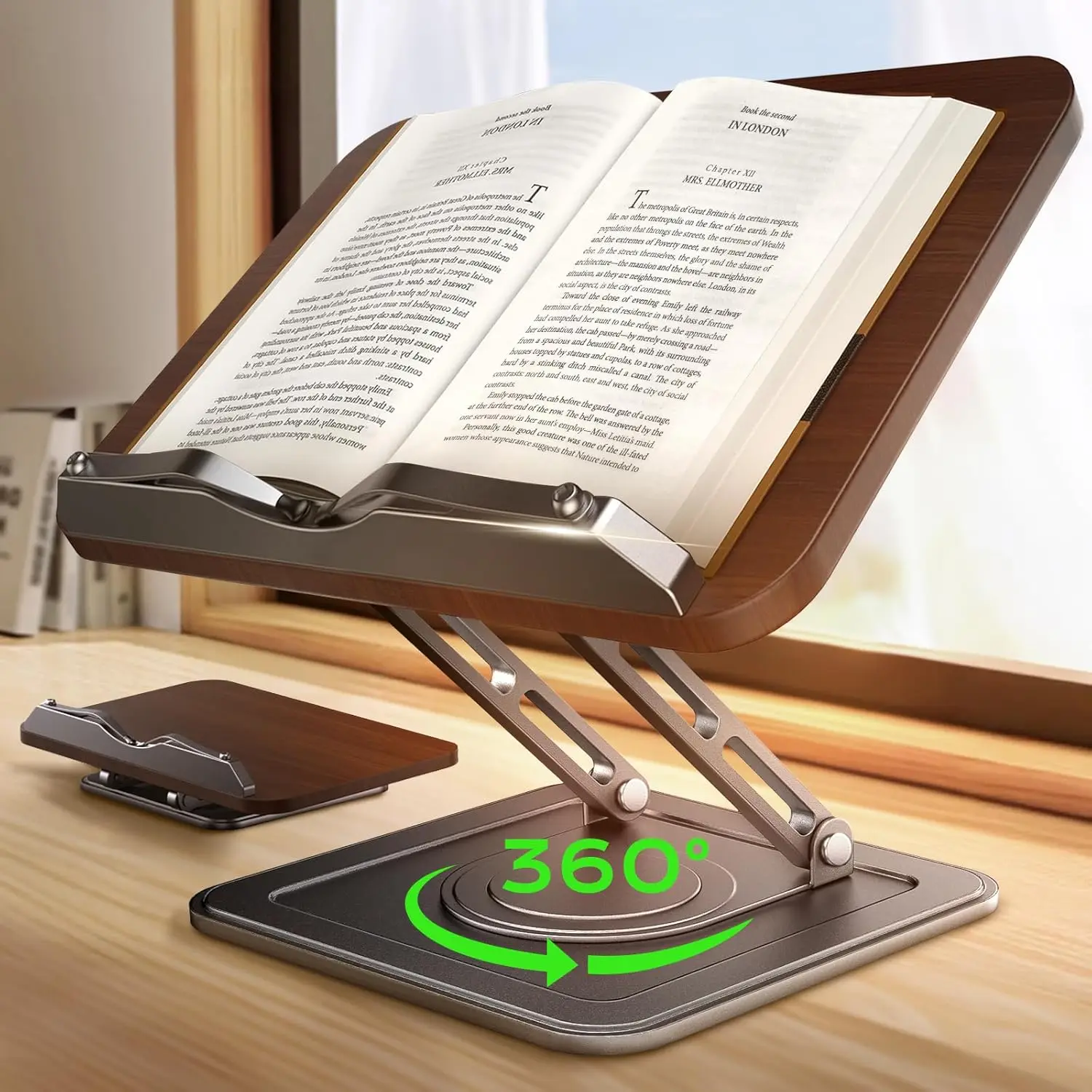Adjustable Book Stand, 360° Rotating, Ergonomic Cookbook Holder with Page Clips for Tablets, Laptops, Black
Adjustable Book Stand, 360° Rotating, Ergonomic Cookbook Holder with Page Clips for Tablets, Laptops, Black