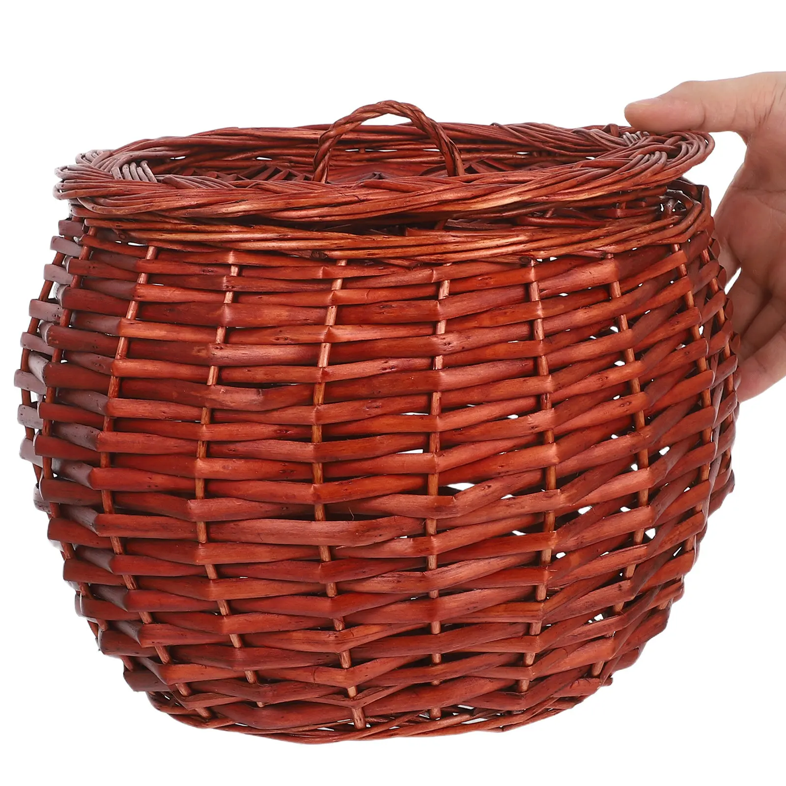 Круглая плетеная корзина для хранения с крышкой, портативная корзина для сбора свежих яиц, для хранения фруктов и овощей на кухне, декоративный контейнер
Круглая плетеная корзина для хранения с крышкой, портативная корзина для сбора свежих яиц, для хранения фруктов и овощей на кухне, декоративный контейнер