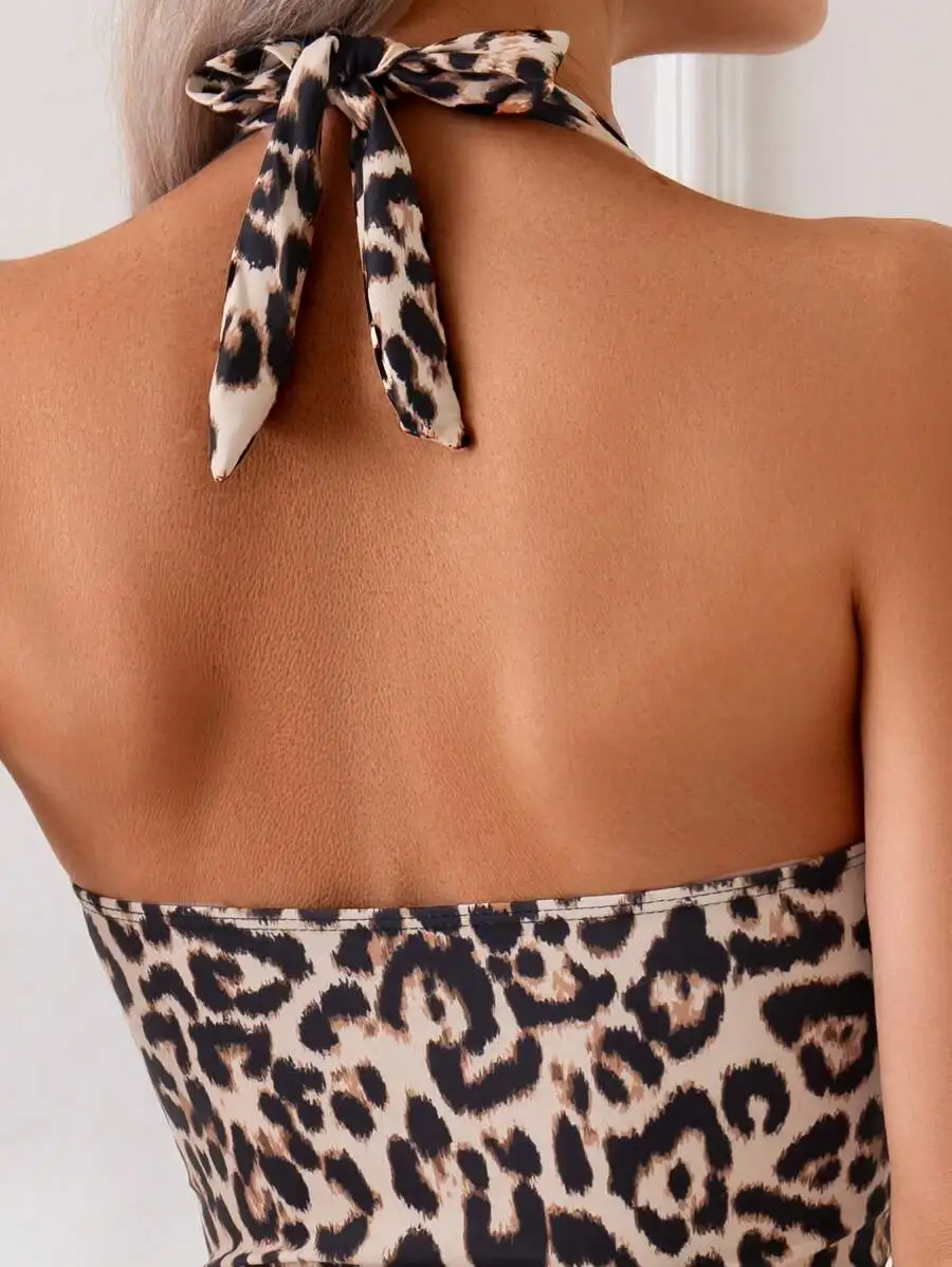 Leopard Print Halter Tankini Set Women Beach Swimwear Summer
Leopard Print Halter Tankini Set Women Beach Swimwear Summer