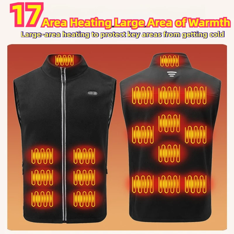 17 ZONES Heated Vest Men Winter Intelligence Lights out Waterproof Body Warm USB Self Heating Man Heated Sleeveless Vest Jacket
17 ZONES Heated Vest Men Winter Intelligence Lights out Waterproof Body Warm USB Self Heating Man Heated Sleeveless Vest Jacket