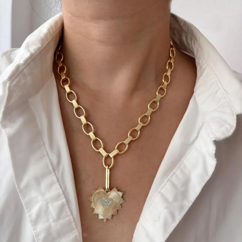 10pcs Chunky Gold Color Large Heart Charm Necklace Special Chain Layering Statement Gift Jewelry
10pcs Chunky Gold Color Large Heart Charm Necklace Special Chain Layering Statement Gift Jewelry