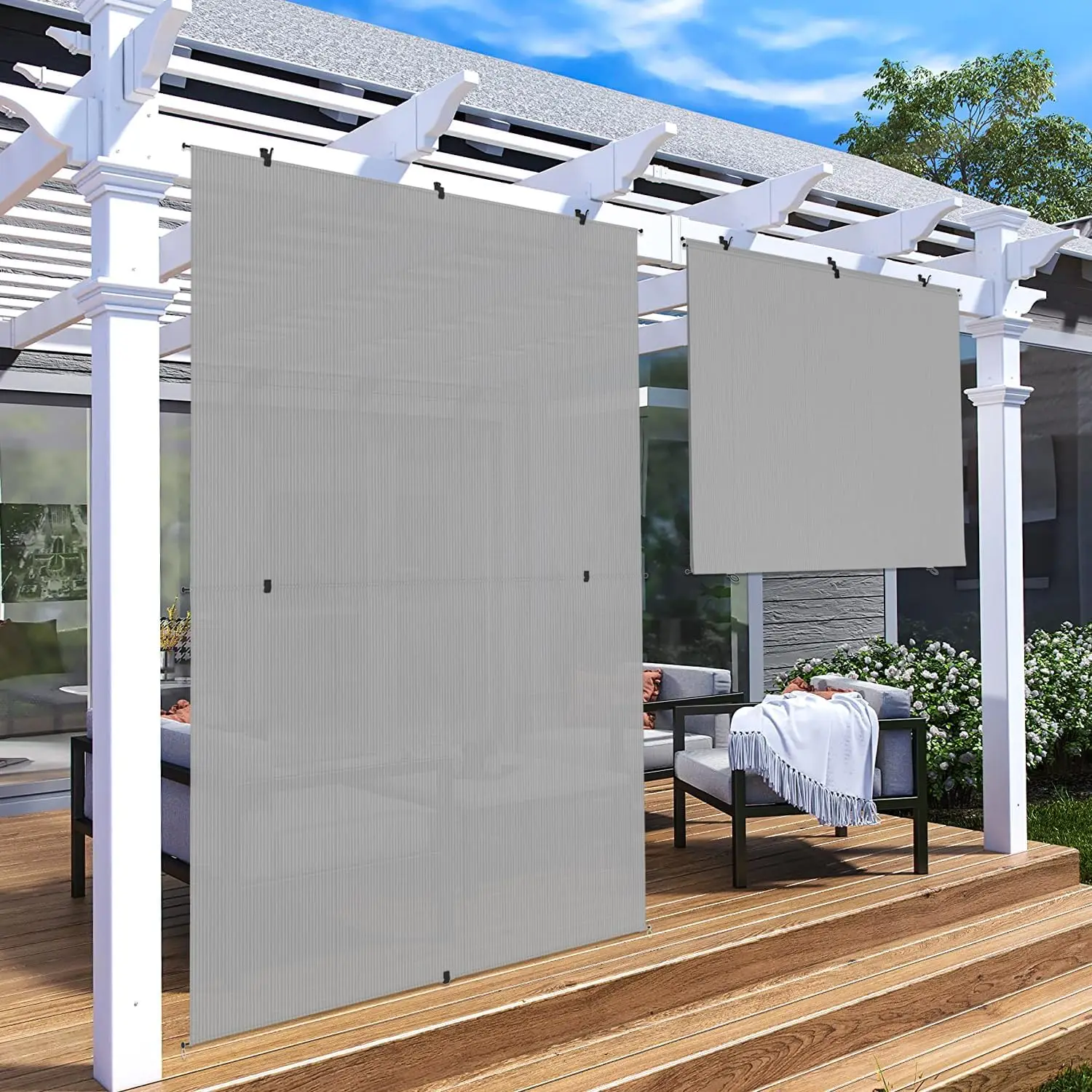 Shades Roll Up Outdoor 5'Wx6'H Foldable Roller Shade Blinds Exterior Block Sun Screen for Outside Porch Deck Balcony Pergo
Shades Roll Up Outdoor 5'Wx6'H Foldable Roller Shade Blinds Exterior Block Sun Screen for Outside Porch Deck Balcony Pergo