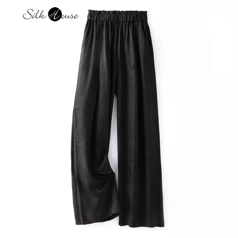 2025 Women's Fashion Spring New 100% Natural Mulberry Silk Jacquard GuanLe Satin Elastic Waist Black Loose Casual Wide Leg Pants
2025 Women's Fashion Spring New 100% Natural Mulberry Silk Jacquard GuanLe Satin Elastic Waist Black Loose Casual Wide Leg Pants