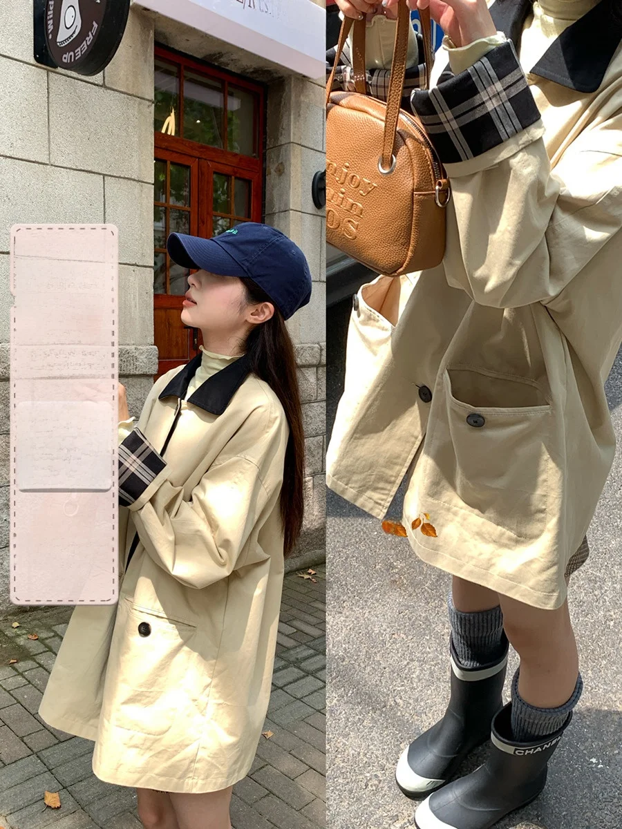 Sinbounboun Korean Sle Women's Long Coat Khaki Color Collar Contrast Color Large Coat Casual Commute Loose Fit
Sinbounboun Korean Sle Women's Long Coat Khaki Color Collar Contrast Color Large Coat Casual Commute Loose Fit