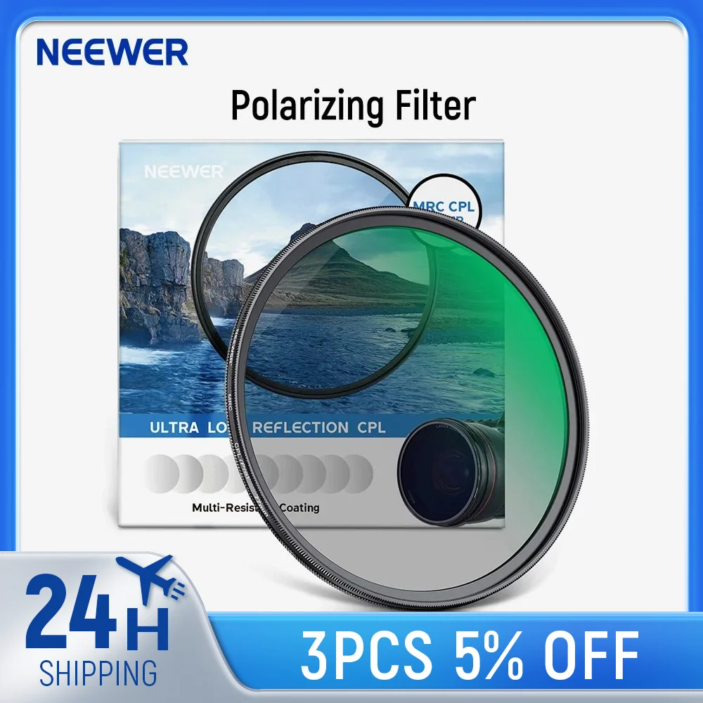 NEEWER 49mm Polarizer Filter 30 Layer Multi Resistant Nano Coated Circular Polarizing Filter(CPL) with HD Optical Glass
NEEWER 49mm Polarizer Filter 30 Layer Multi Resistant Nano Coated Circular Polarizing Filter(CPL) with HD Optical Glass