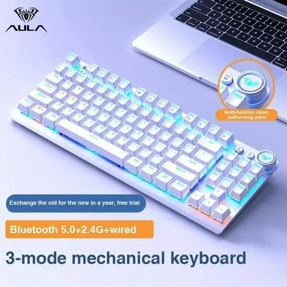 Wireless Mechanical Keyboard Esports Bluetooth/Wired Gasket RGB 87Key Two-color Injection Molding Gaming Keyboard AULA F3001
Wireless Mechanical Keyboard Esports Bluetooth/Wired Gasket RGB 87Key Two-color Injection Molding Gaming Keyboard AULA F3001