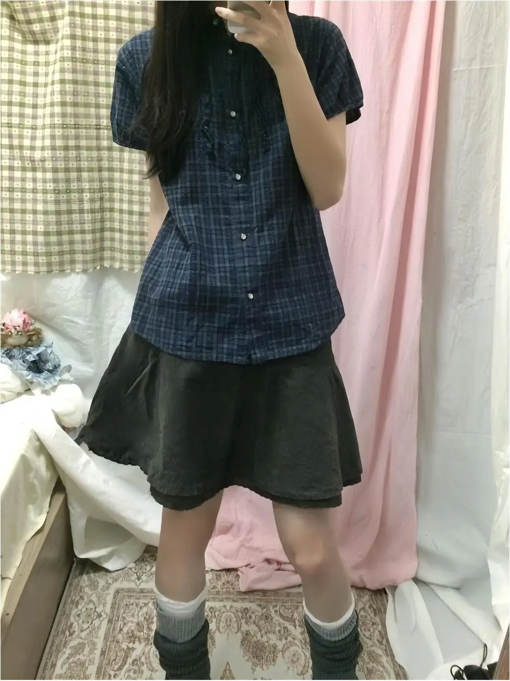 Vintage Plaid Short Sleeve Shirt Women's Style Slimming Versatile High Waist Skirt Two-Piece Set Spring Summer Fashion Ensemble
Vintage Plaid Short Sleeve Shirt Women's Style Slimming Versatile High Waist Skirt Two-Piece Set Spring Summer Fashion Ensemble