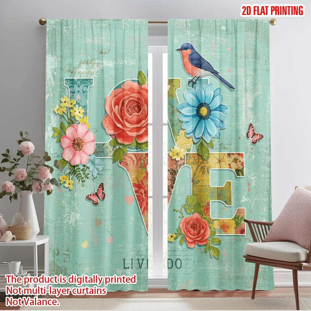 2pcs 2D flat printing Party Window Curtains LOVE bird floral art Polyester Without Electricity Birthday Party for Home Decor
2pcs 2D flat printing Party Window Curtains LOVE bird floral art Polyester Without Electricity Birthday Party for Home Decor