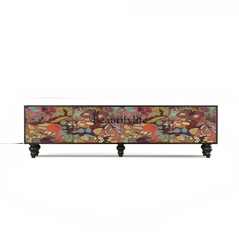 -French antique art flower solid wood TV cabinet living room chest storage decorative cabinet 
-French antique art flower solid wood TV cabinet living room chest storage decorative cabinet
