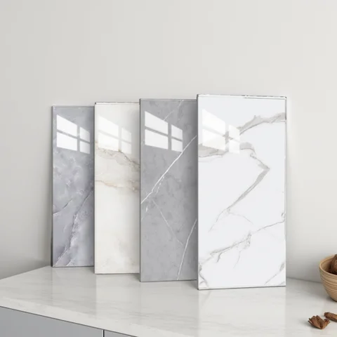 10-20pcs 30x60cm Self-Adhesive Marble PVC Floor Tiles Waterproof Peel Stick Wall Sticker Kitchen Bathroom Removable Home Decor ﻿