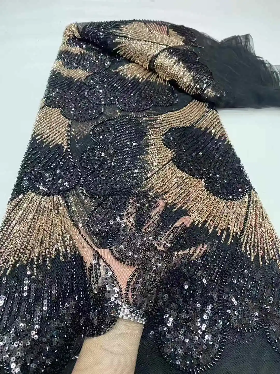 Luxury Sequins Beads Lace Fabric With Heavy 3D Embroidery Flower Fabric Fashion French Tulle Mesh Lace Fabric For Dress-DX
Luxury Sequins Beads Lace Fabric With Heavy 3D Embroidery Flower Fabric Fashion French Tulle Mesh Lace Fabric For Dress-DX