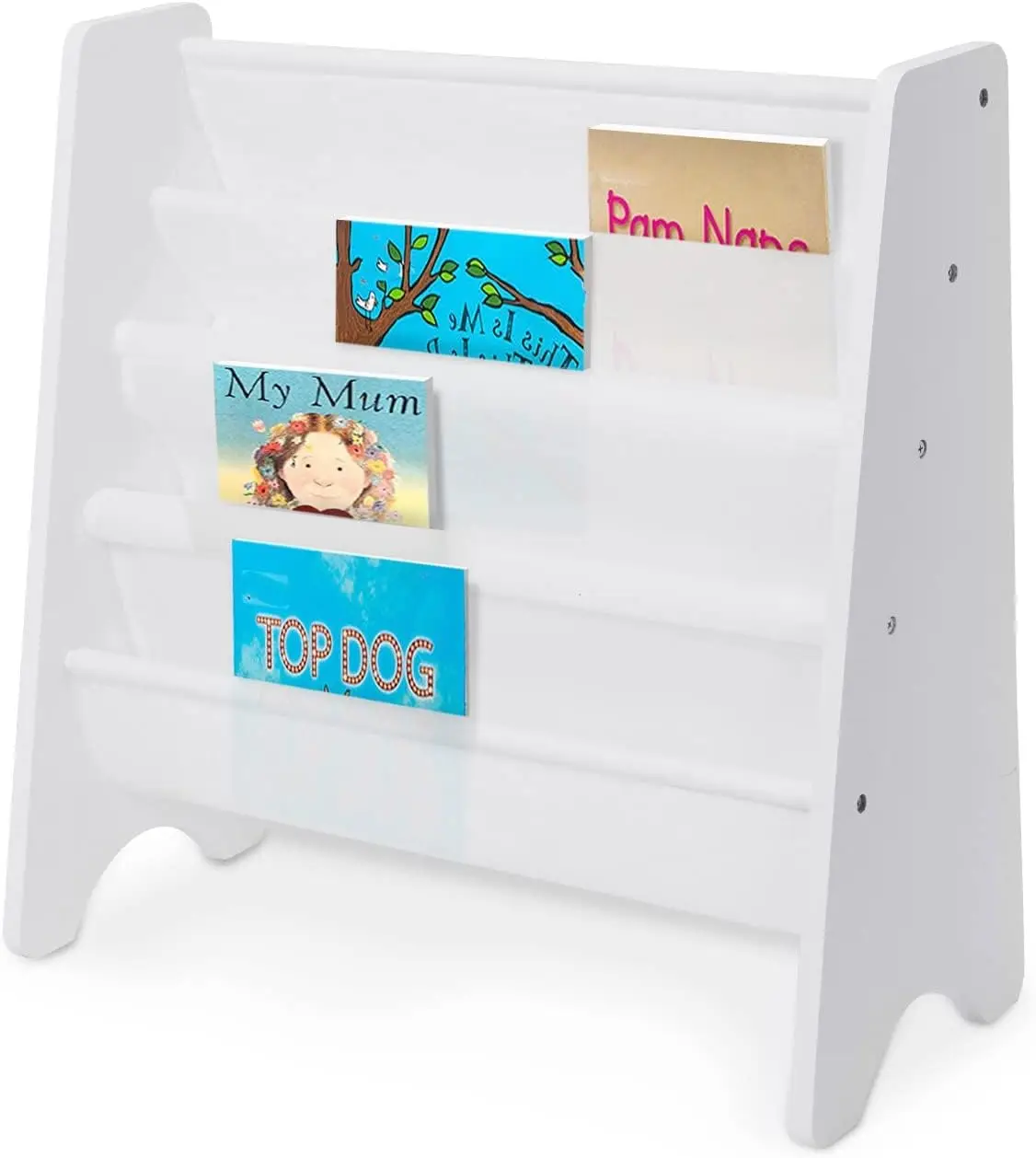 4 Tier Childrens Bookshelf Wooden White Kids Sling Storage Child Bookcase Shelf with Soft Canvas for Book Storage
4 Tier Childrens Bookshelf Wooden White Kids Sling Storage Child Bookcase Shelf with Soft Canvas for Book Storage