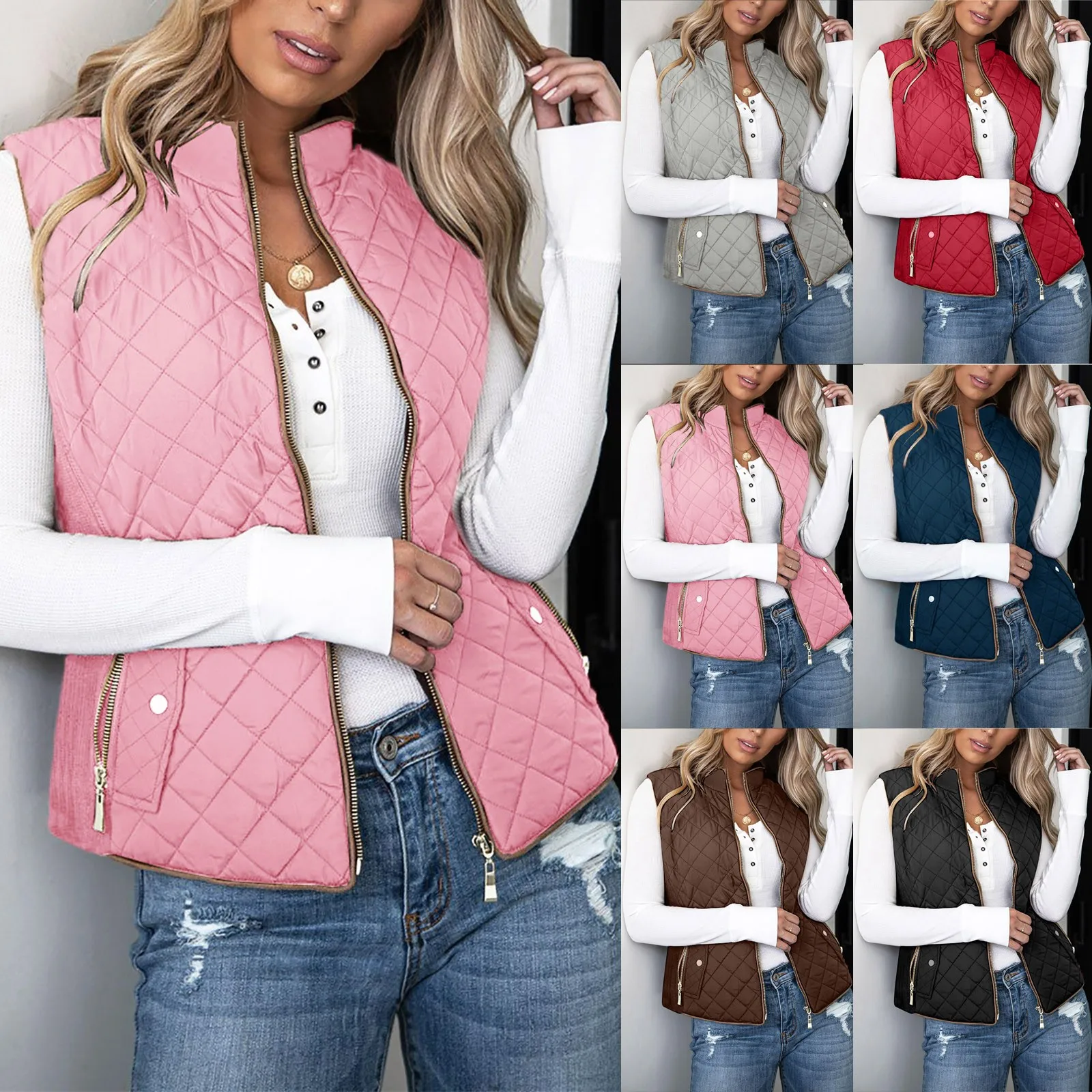 Women Attumn Winter Solid Composite Zipper Vest Jacket Sleeveless Pocket Outerwear Vests for Women Work Stretch Vest
Women Attumn Winter Solid Composite Zipper Vest Jacket Sleeveless Pocket Outerwear Vests for Women Work Stretch Vest