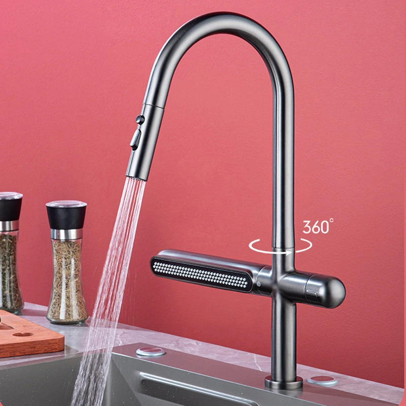 304 Stainless Steel Hot and Cold Tap Gourmet Pull Out Kitchen Sink Faucet with Waterfall Faucets
304 Stainless Steel Hot and Cold Tap Gourmet Pull Out Kitchen Sink Faucet with Waterfall Faucets