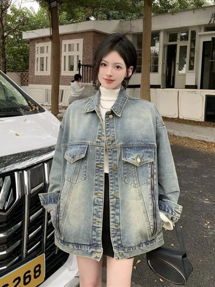 Женская винтажная джинсовая куртка свободного покроя средней длины, весна-осень 202, повседневная верхняя одежда с длинными рукавами
Женская винтажная джинсовая куртка свободного покроя средней длины, весна-осень 202, повседневная верхняя одежда с длинными рукавами