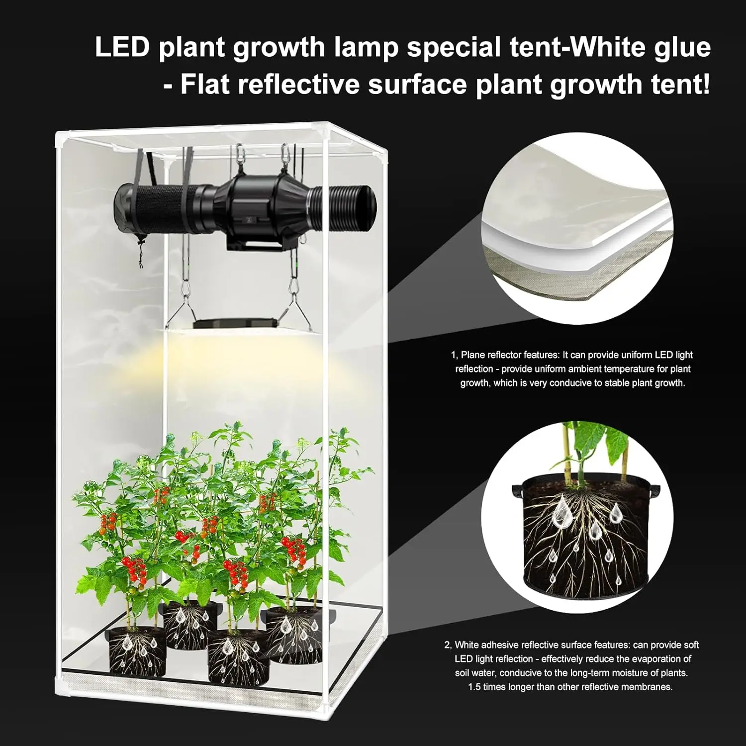 LED Grow Light Specil Tent, 48"x48"x80'' High Reflective PE Film Grow Tent, 1680D High Strength Canvas Plant Tent
LED Grow Light Specil Tent, 48"x48"x80'' High Reflective PE Film Grow Tent, 1680D High Strength Canvas Plant Tent