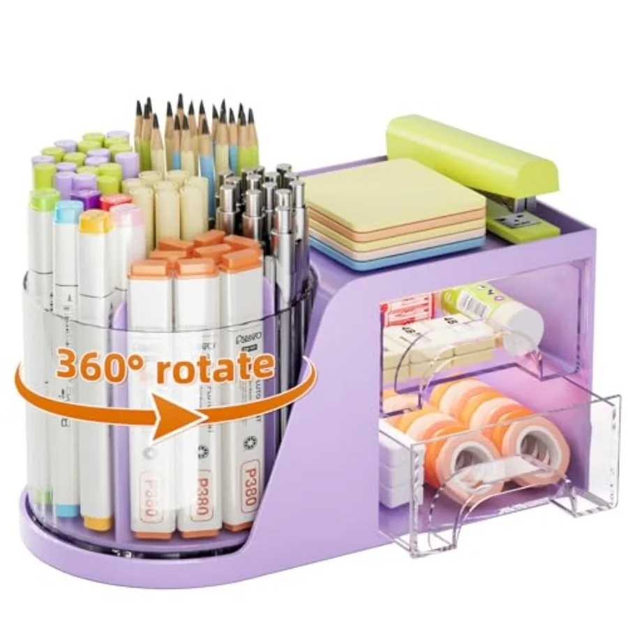 Desk Organizer with 2 Drawer, 360°Rotating Pen Holder, Desk Organizers and Accessories with 6 Slots Pencil Holder + 2 Drawer, A
Desk Organizer with 2 Drawer, 360°Rotating Pen Holder, Desk Organizers and Accessories with 6 Slots Pencil Holder + 2 Drawer, A