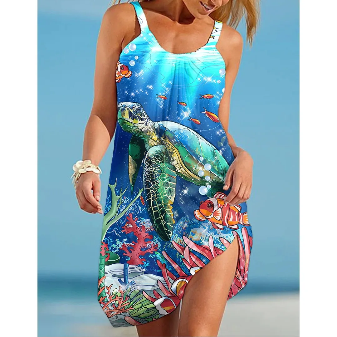 Sea Turtle Print Midi Dress Women's Fashion Summer Strap Beach Dress Bohemian Sexy Sleeveless Party Dresses Elegant Sundress Hem
Sea Turtle Print Midi Dress Women's Fashion Summer Strap Beach Dress Bohemian Sexy Sleeveless Party Dresses Elegant Sundress Hem