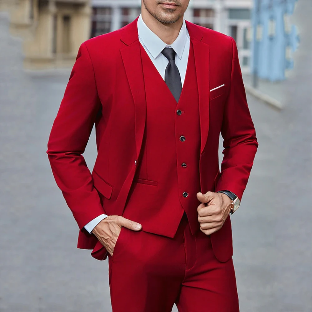 New Year Red Groom Tuexdos For Wedding 3 Pieces Best Men Groomsmen Bridegroom Wedding Suits Blazer Vest Pants Costume Homme
New Year Red Groom Tuexdos For Wedding 3 Pieces Best Men Groomsmen Bridegroom Wedding Suits Blazer Vest Pants Costume Homme