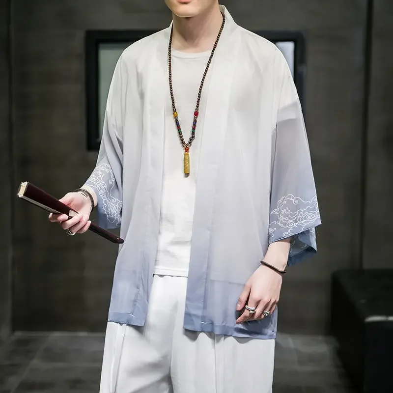 2024 Summer Chinese Style Thin Ice Silk Sun Protection Clothing Japanese Kimono Cardigan for Men Samurai Robe Layman's Clothing
2024 Summer Chinese Style Thin Ice Silk Sun Protection Clothing Japanese Kimono Cardigan for Men Samurai Robe Layman's Clothing