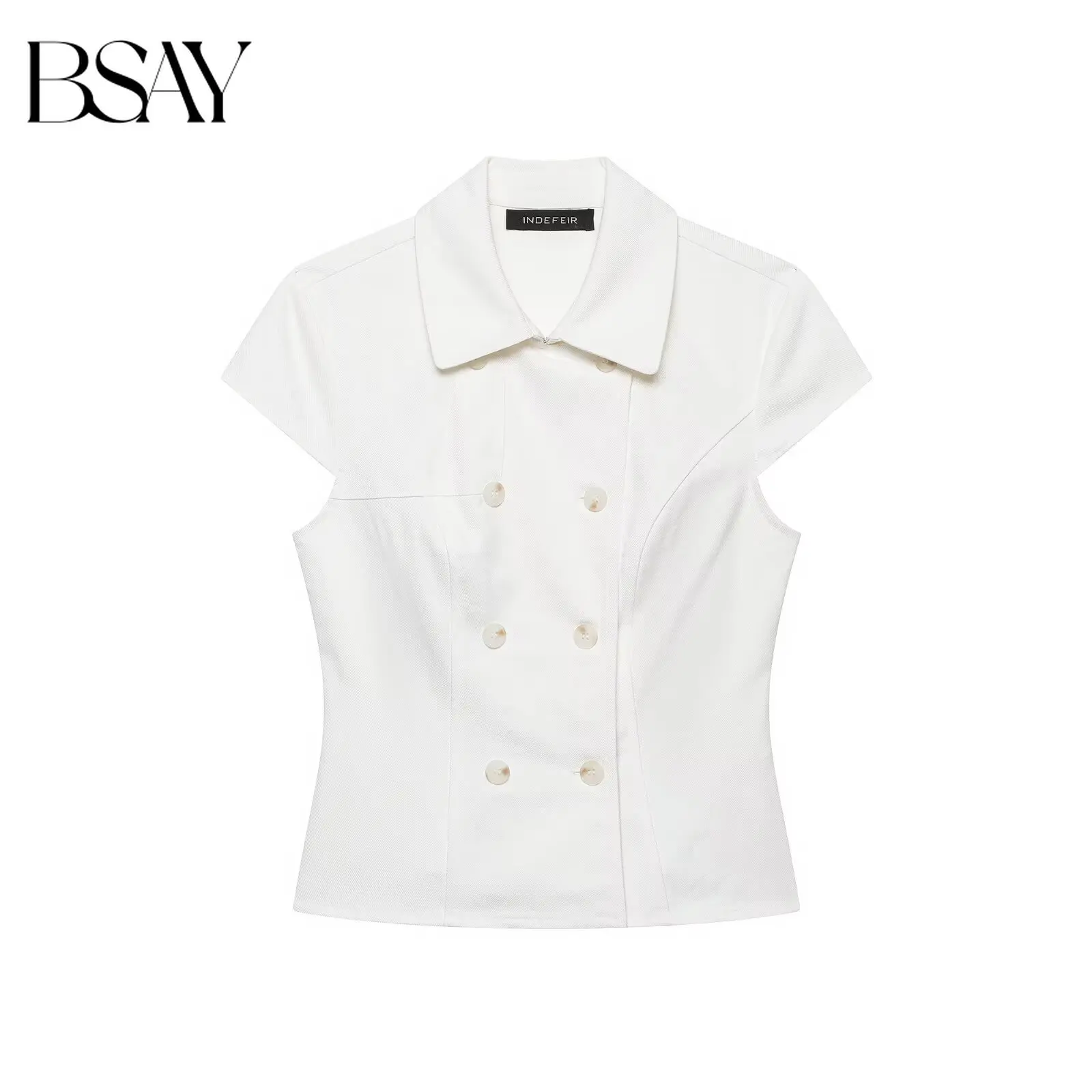 BSAY Women Double Breasted Blouse 2026 Summer Short Sleeve Turn Down Collar Slim Fit Button Down Shirt Elegant Office Lady Tops
BSAY Women Double Breasted Blouse 2026 Summer Short Sleeve Turn Down Collar Slim Fit Button Down Shirt Elegant Office Lady Tops