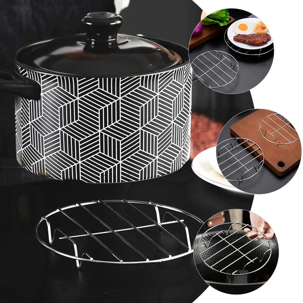 2Pcs Stainless Steel Steaming Stand Thickened Strong Kitchen Steaming Rack Heat Resistant Household Cooking Rack Multi-Function